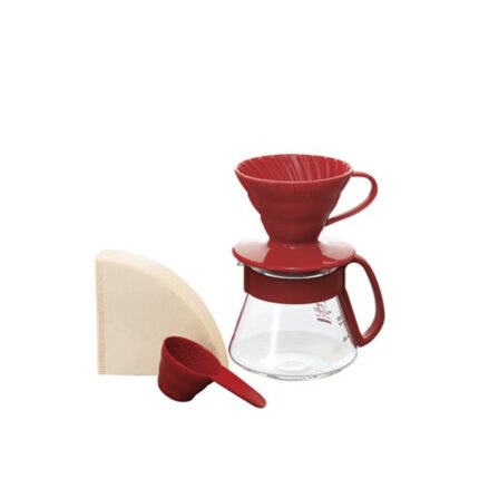 Hario V60 Colour Dripper Pot Red Set